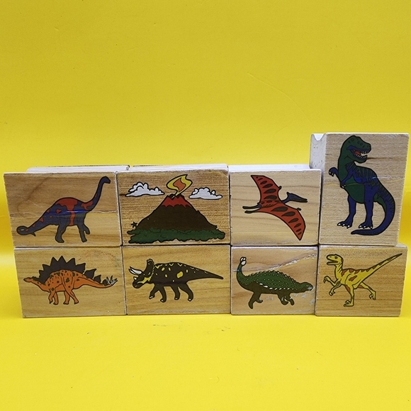 Melissa & Doug Dinosaur Themed Wood Mounted Rubber Stamps Set - Picture 1 of 3